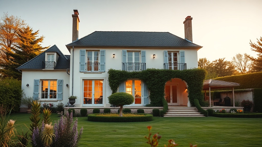 Maison résidentielle avec jardin à Nandy au coucher du soleil